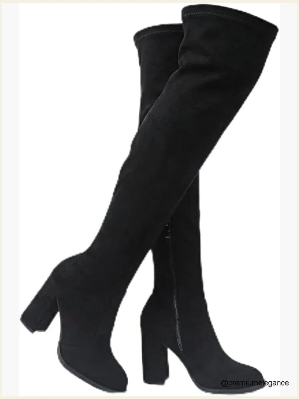 Women's Over the Knee Boots Chunky Heel Side Zipper Tall Boots